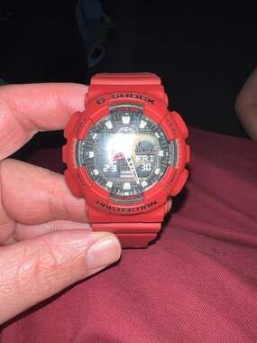 Casio G-Shock GA-100B-4A Analog-Digital Red Resin Men's Sport Watch